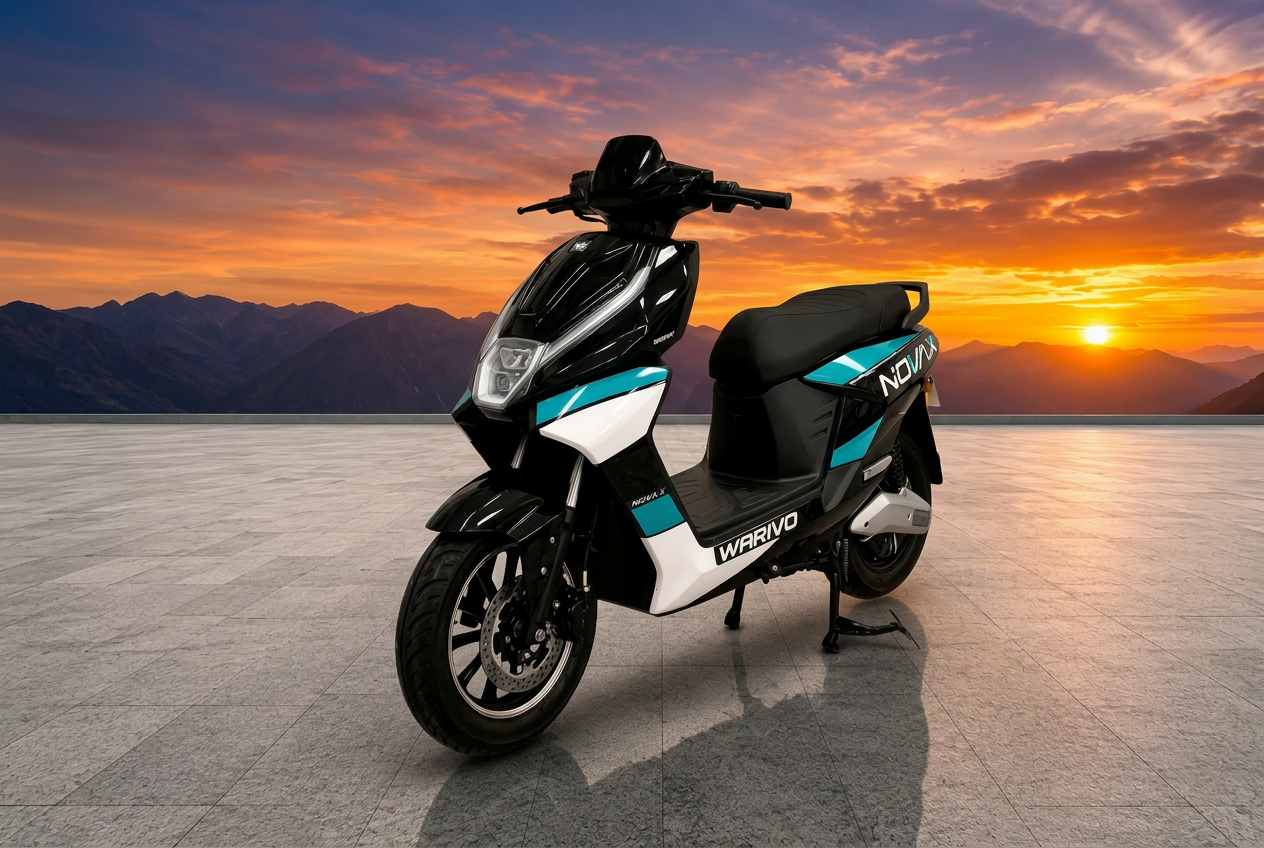 Black and teal Warivo Nova X scooter